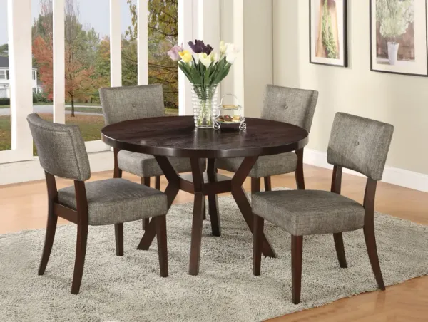 Drake - 5 Pieces Dining Room Set - Espresso / Gray