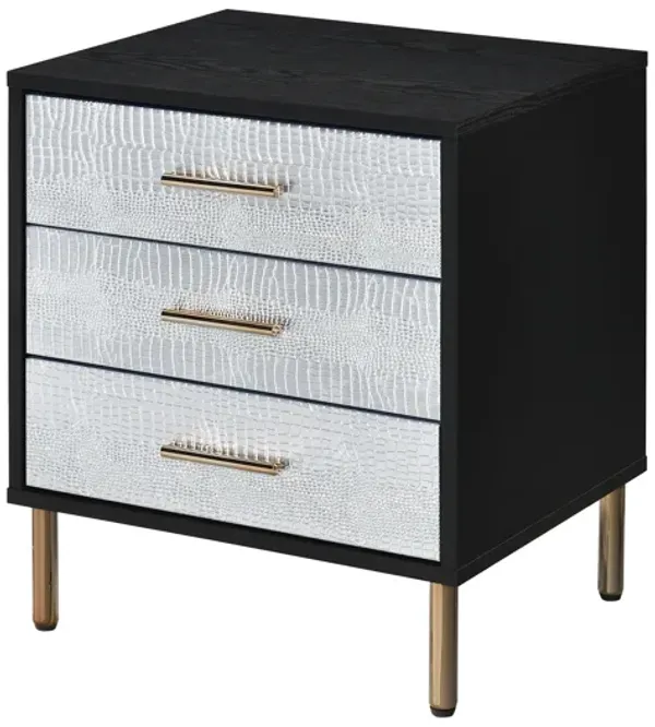 Myles - Nightstand - Black / Gold / Silver