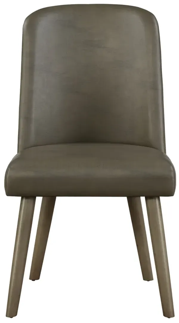 Waylon - Synthetic Leather Side Chair (Set of 2) - Gray / Oak