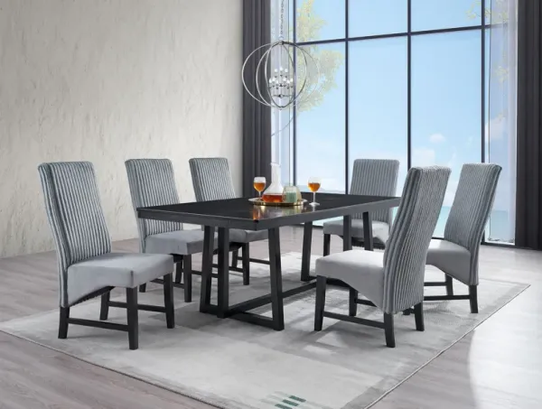 Kini - 7 Pieces Dining Room Set - Black