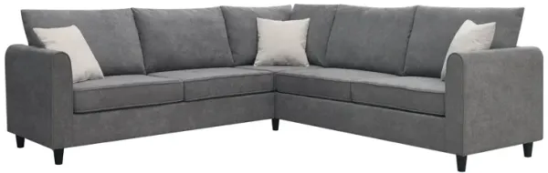 Modern Upholstered Living Room Sectional Sofa, L Shape Furniture Couch With 3 Pillows - Gray