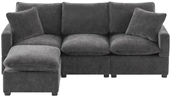 Modern Modular Sofa, 4 Seat Chenille Sectional Couch Set With 2 Pillows Included, Freely Combinable Indoor Funiture For Living Room