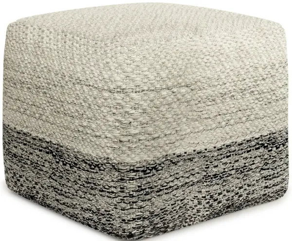 Macie - Square Woven Outdoor / Indoor Pouf - Gray / White