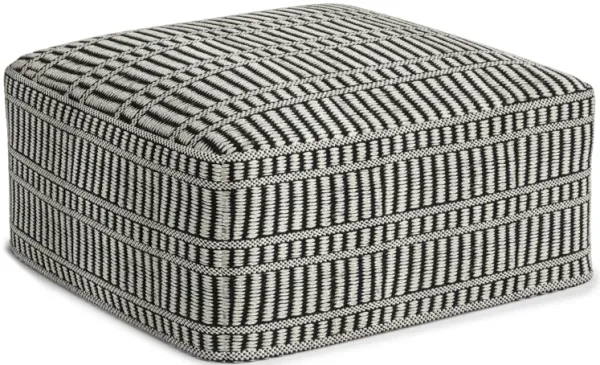 Safford - Square Woven Outdoor / Indoor Pouf - Black / White