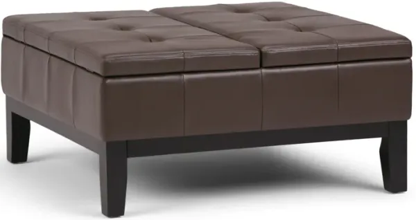 Dover - Square Coffee Table Storage Ottoman - Chocolate Brown