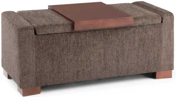 Bretton - Lift Top Storage Ottoman - Deep Umber Brown