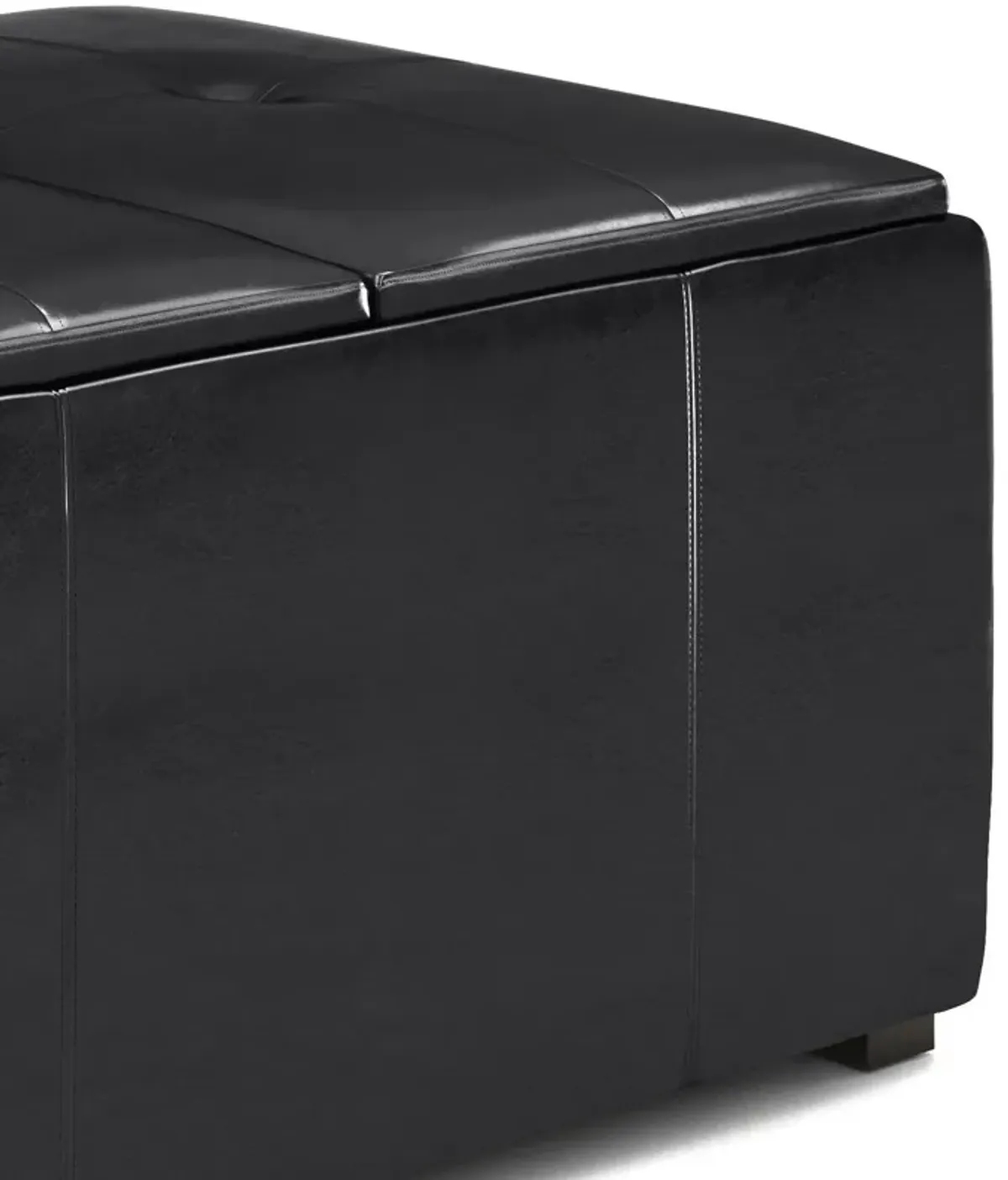 Avalon - Small Coffee Table Storage Ottoman - Midnight Black