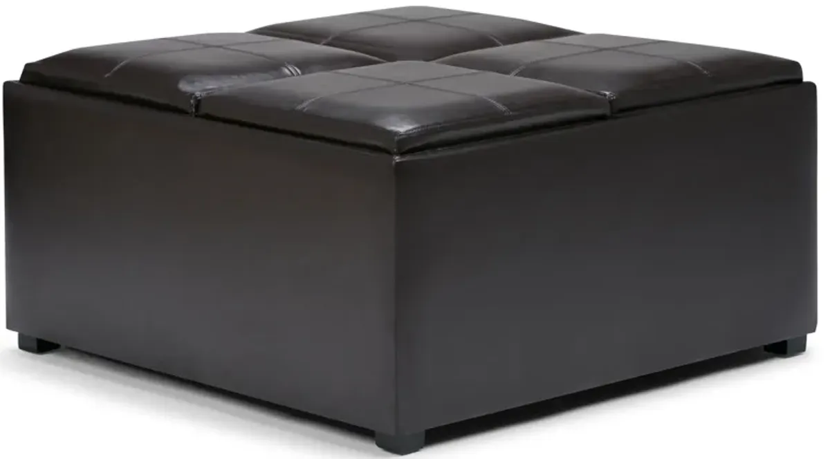 Avalon - Square Coffee Table Storage Ottoman - Tanners Brown