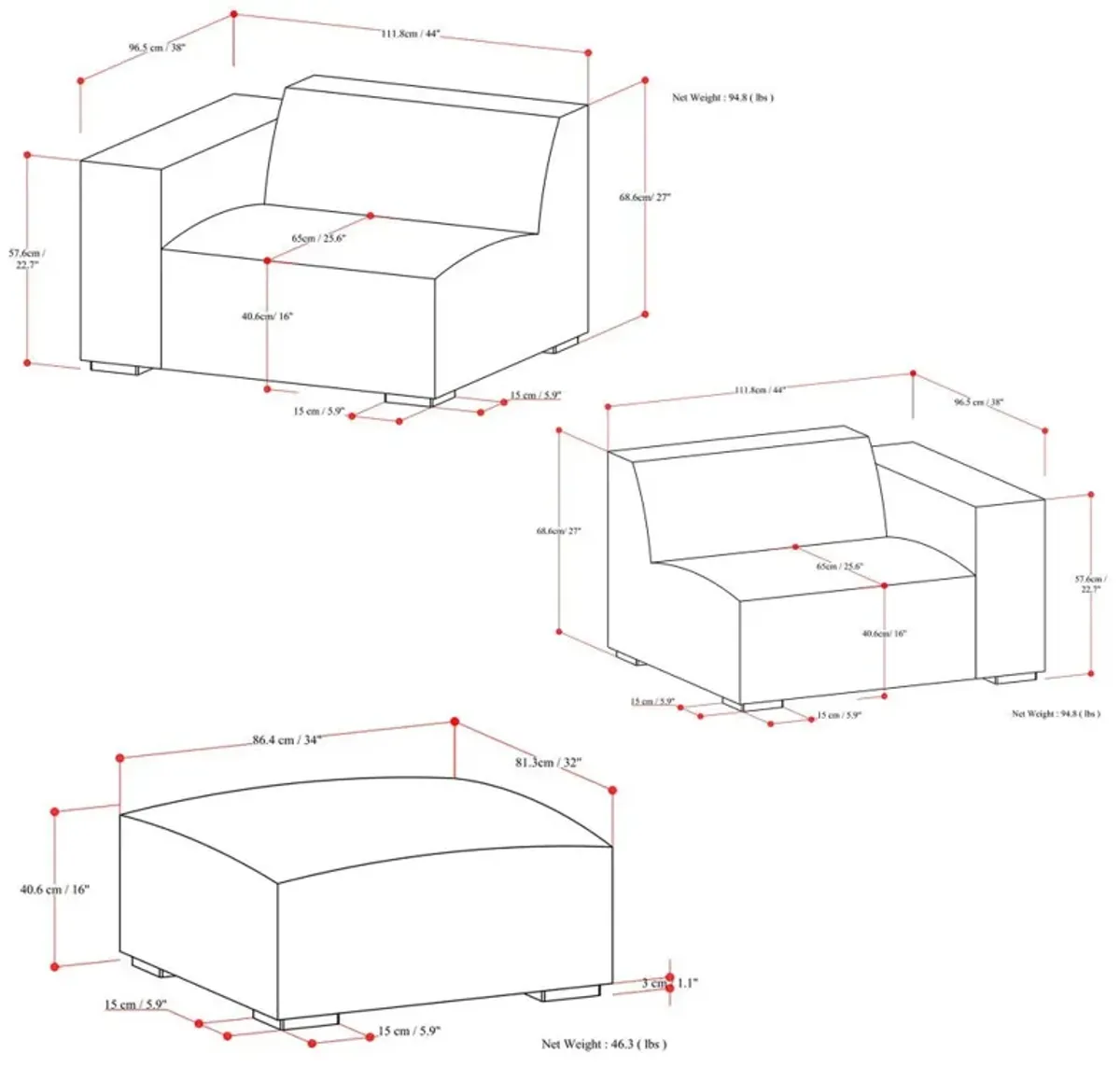 Rex - Handcrafted Sectional Sofa And Ottoman