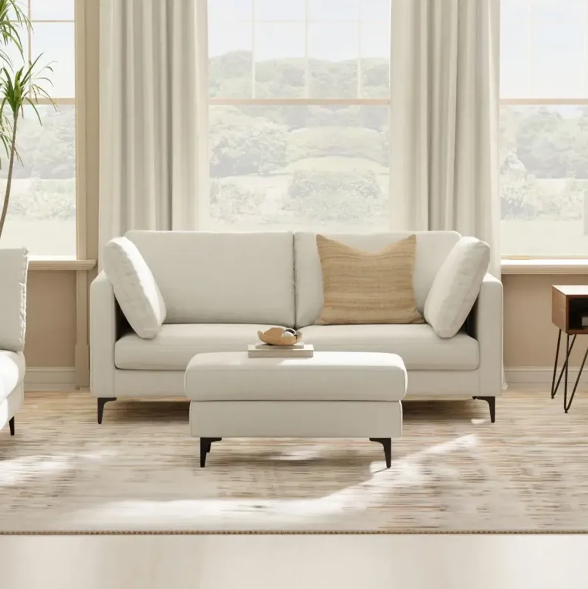 Ava - Mid Century Sofa With Ottoman Set
