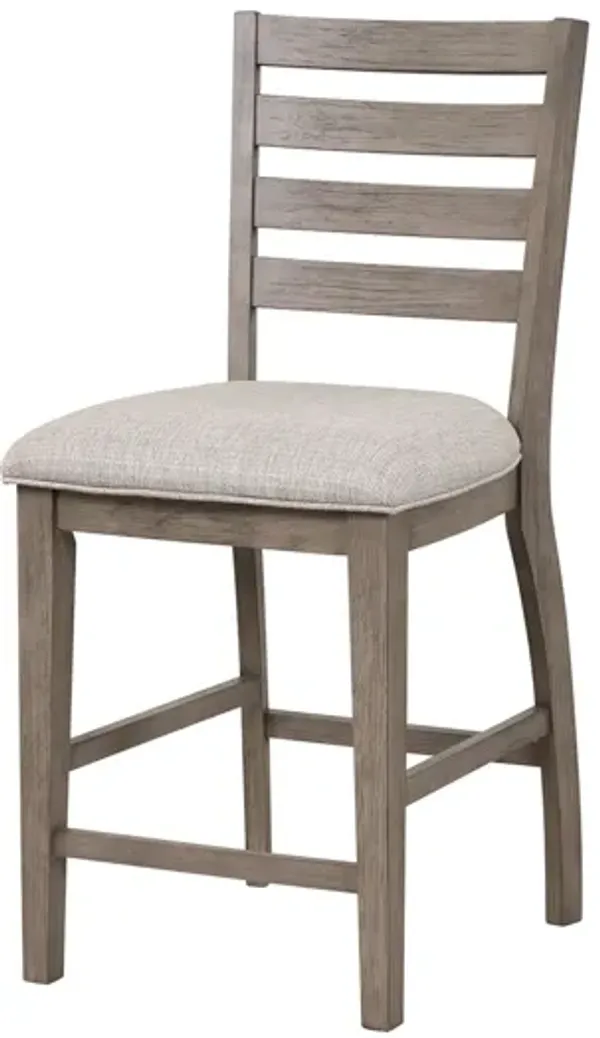 Counter Side Dining Stool With Ladder Back (Set of 2) - Gray