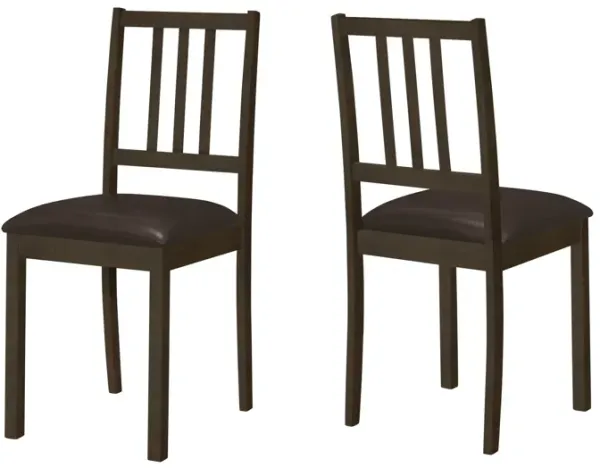 Dining Chair, Side, Upholstered For Dining Room, Transitional (Set of 2) - Brown