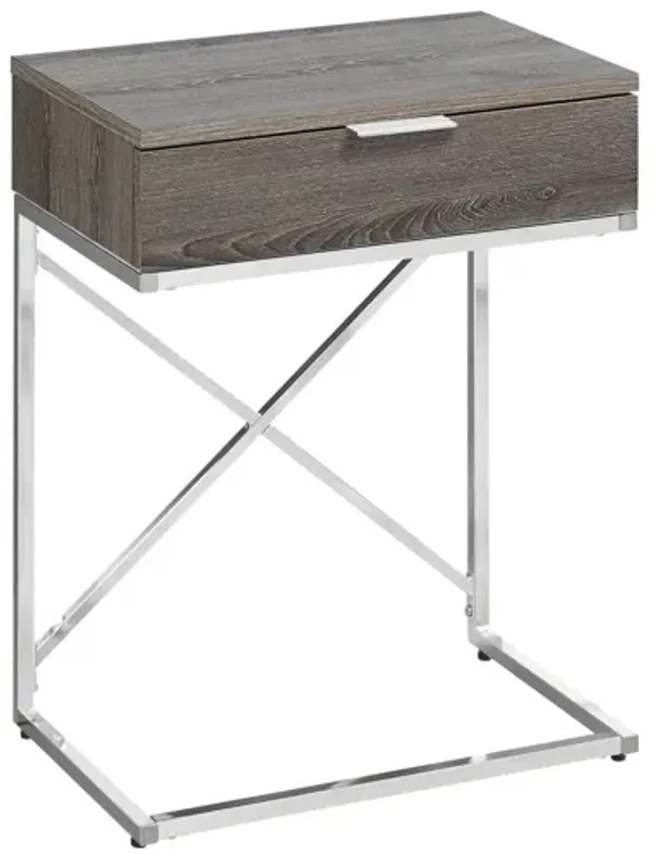Accent Side Table, Storage Drawer, Contemporary - Taupe