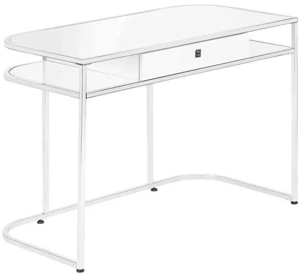 Computer Desk For Home Office, Laptop, Storage Drawers, Contemporary And Modern - White