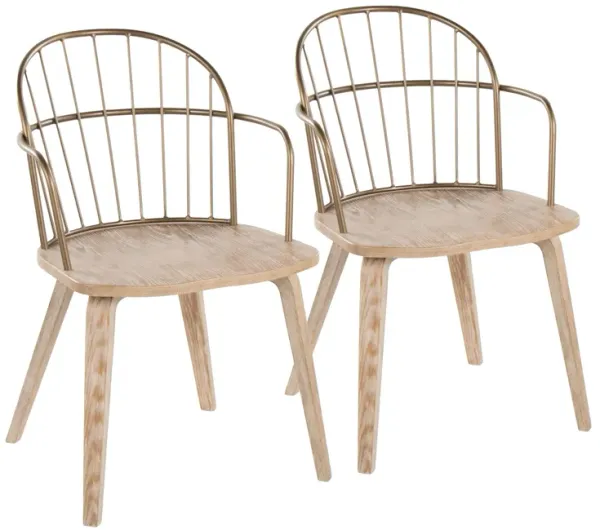 Riley - Farmhouse Arm Chair (Set of 2) - White Washed / Antique Copper