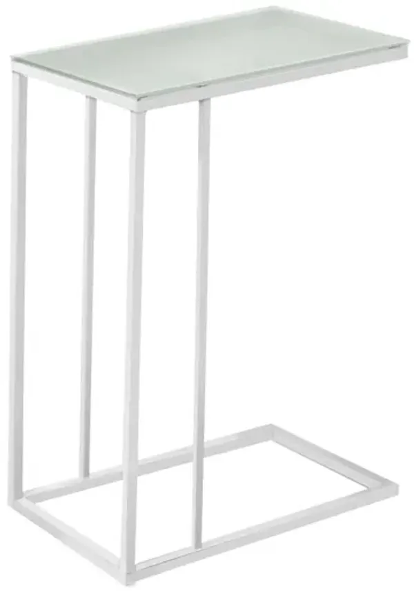 Accent Table, C - Shaped, Tempered Glass, Stylish Design Contemporary & Modern