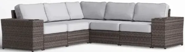 Wide Reversible Outdoor Sectional Sofa With Cushions - Brown / Gray