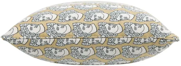 La Broderie - Square Embroidered Throw Pillow / Feather Down Insert - Apollo Bust Gold / Cream Embroidery
