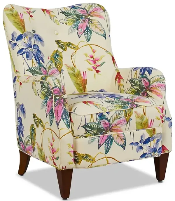 Paradise - Upholstered Arm Chair Floral Printed On Cotton - Off-White