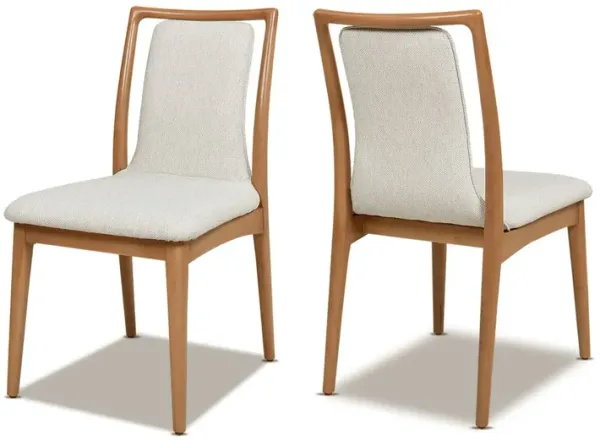 Scandi - Upholstered Dining Chair, Stain Resistant High (Set of 2) - Natural Light Brown / White Pepper