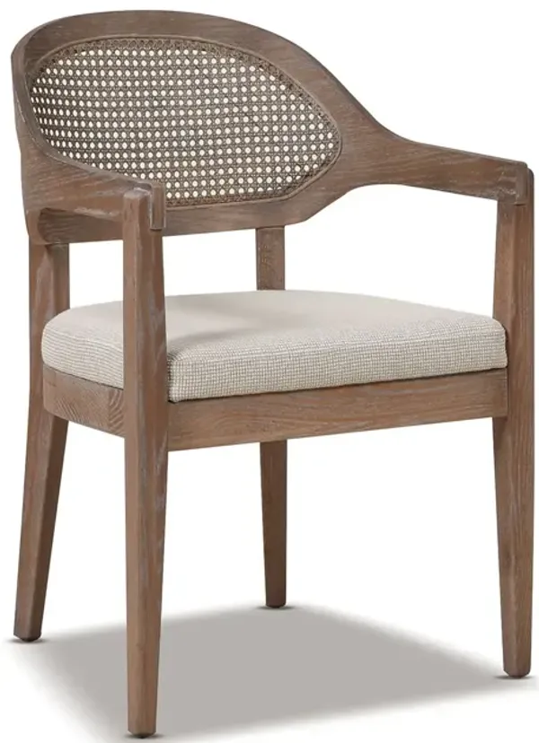 Americana - Mid-Century Modern Cane Back Dining Chair Textured Weave - Taupe Beige