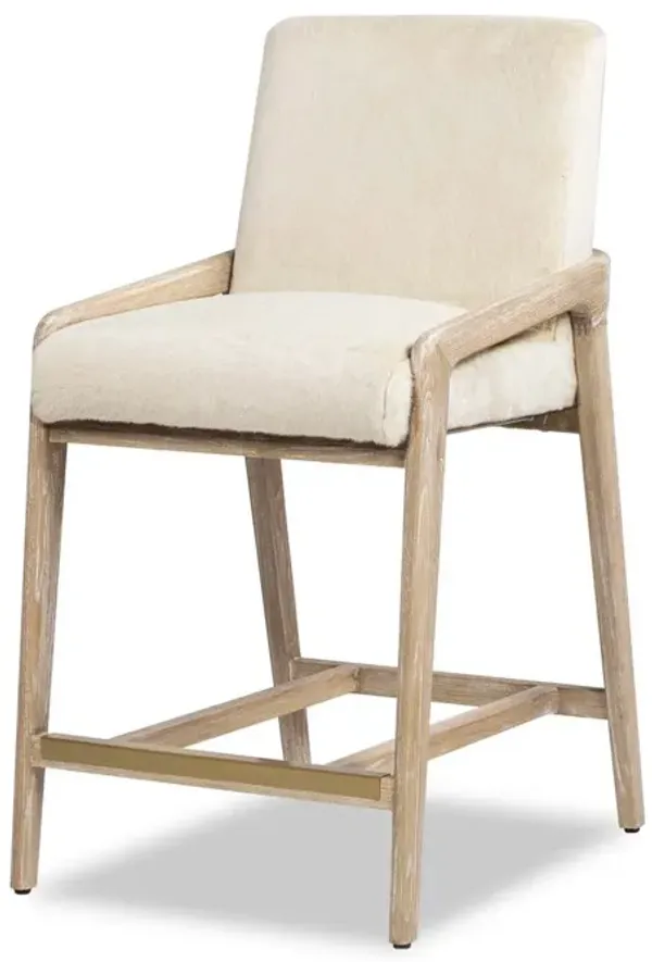 Arizona - Solid Ash Upholstered Counter Stool With Rope Detail - Creme De La Creme White