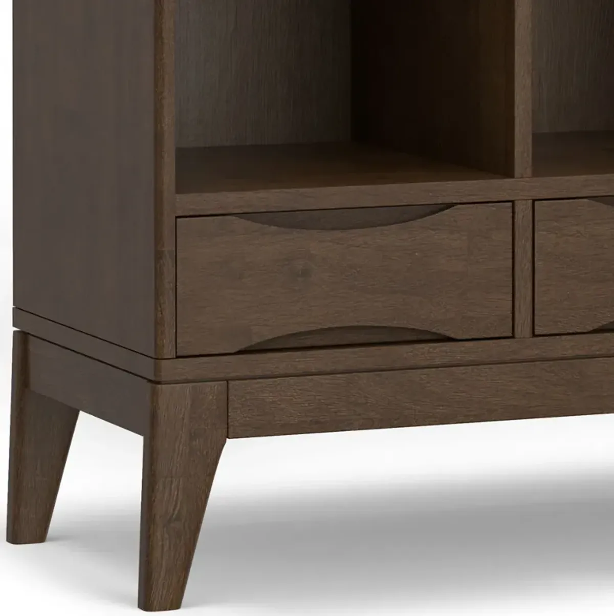 Harper - Low 6 Cube Storage With Drawers - Walnut Brown