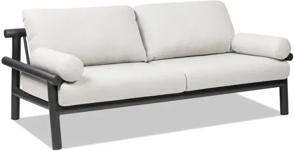 Zara - Dowel Frame Bolster Patio Deep Seating Sofa - Wheat Beige Axroma Olefin