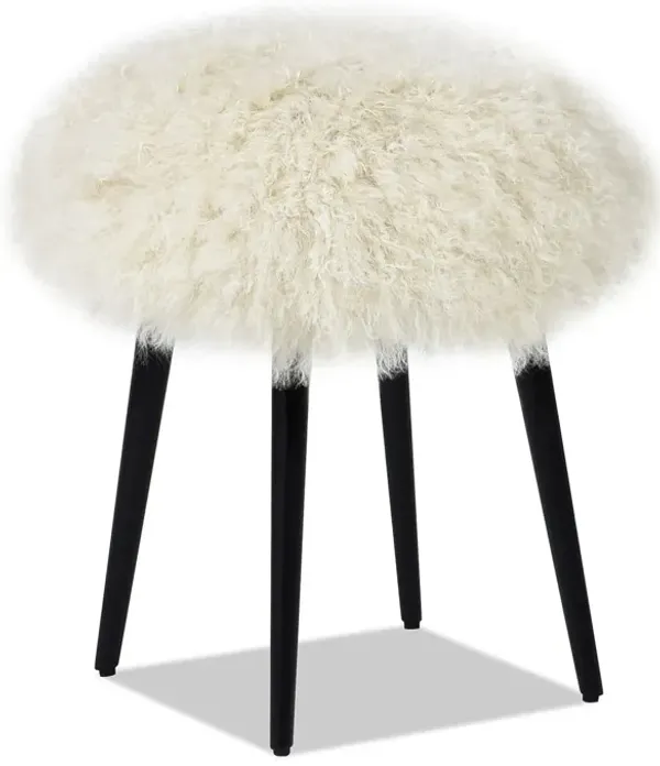 Alberta - Mongolian Sheepskin Round Ottoman