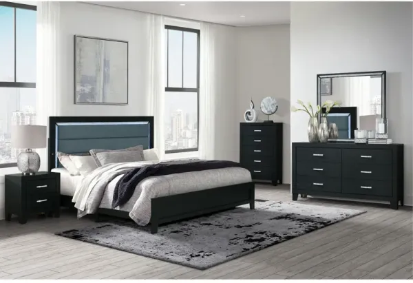 Carlos - 5 Pieces Queen Bedroom Set, Modern Design - Black