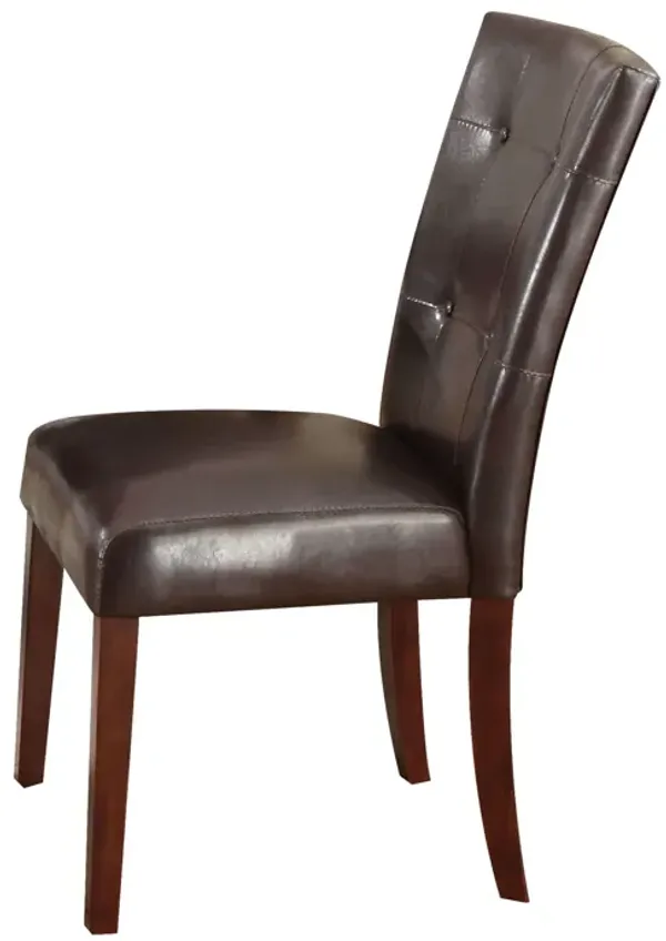 Britney - Synthetic Leather Side Chair (Set of 2) - Brown / Walnut