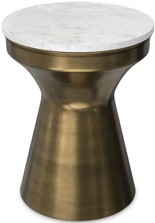 Raquel - Side Table - Antique Brass / White