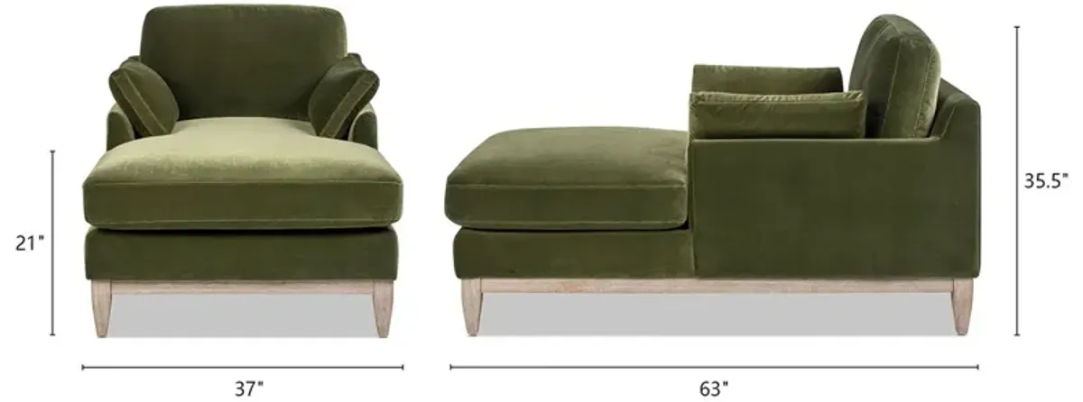 Pasadena - Modern Farmhouse Chaise Lounge Chair - Olive Green