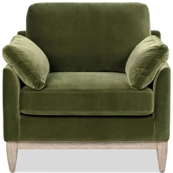Pasadena - Wide Modern Farmhouse Accent Arm Chair - Olive Green