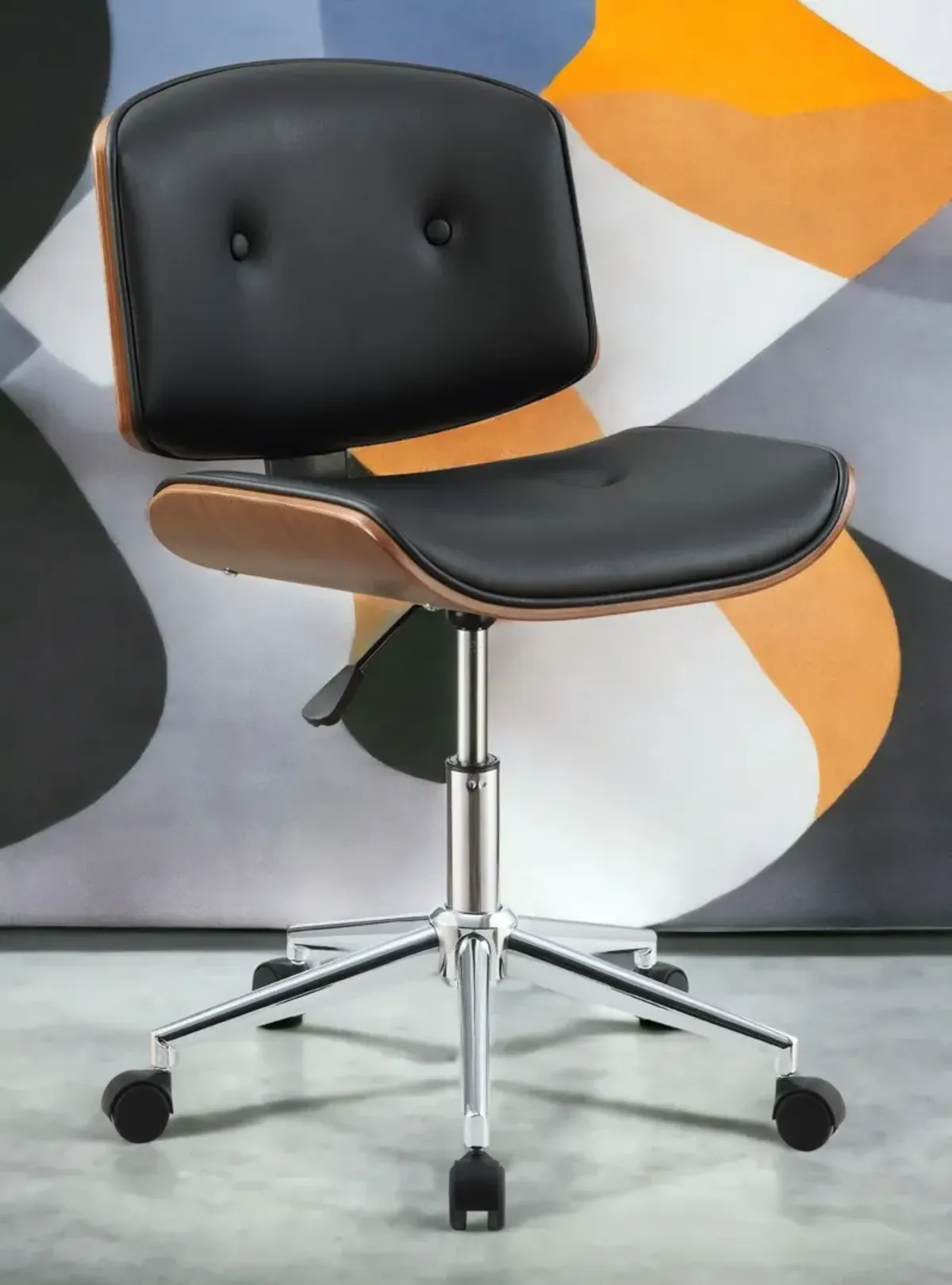 Camila - Synthetic Leather Office Chair - Black
