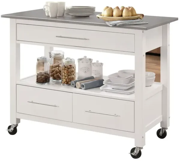 Ottawa - Kitchen Cart - Stainless / White