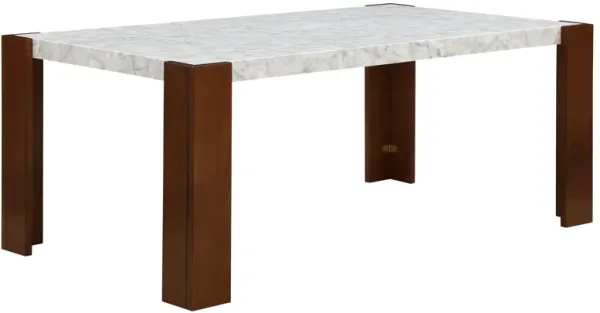 Hettie - Dining Table With Engineered Stone Top - Brown