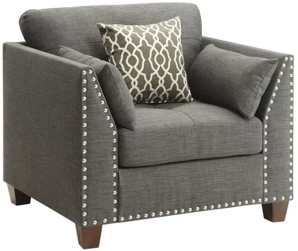 Laurissa - Chair With 3 Pillows - Light Charcoal