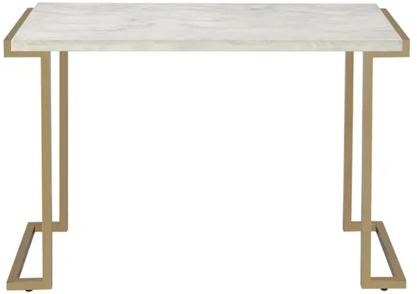 Boice II - Faux Marble Top Sofa Table - White / Champagne