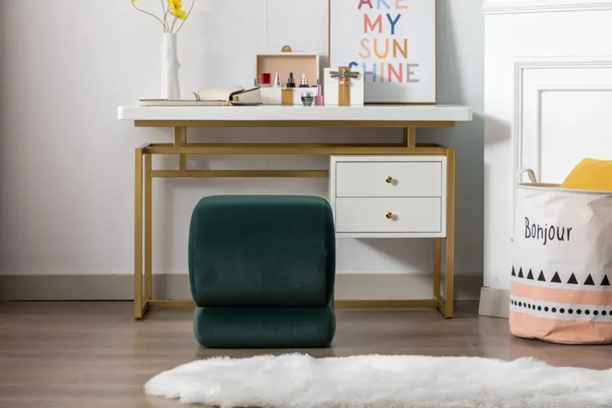 S-Shape Velvet Fabric Ottoman Makeup Stool Footstool