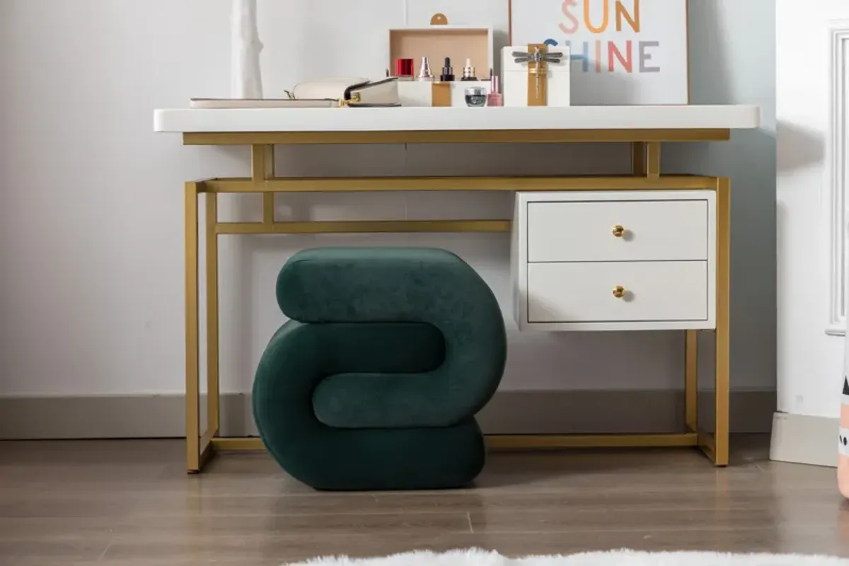 S-Shape Velvet Fabric Ottoman Makeup Stool Footstool