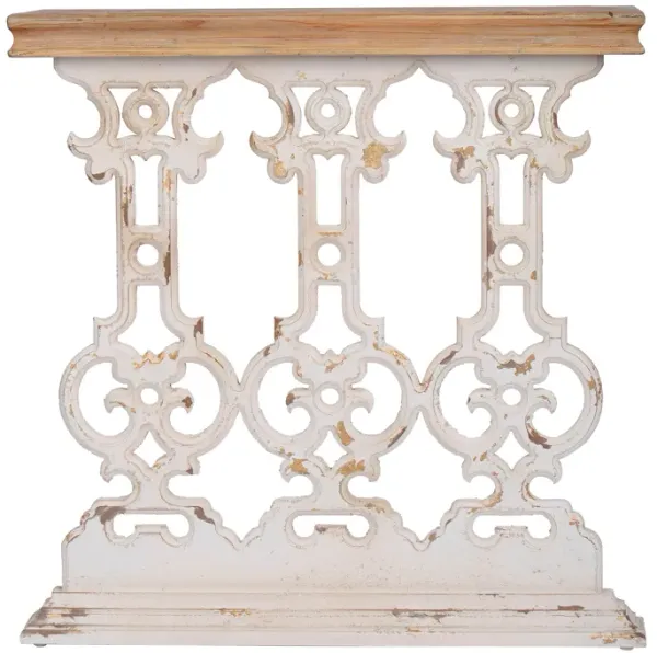 Classic Vintage Wash Console Table With Wood Top - Brown / Antique White