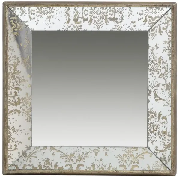 Antique Rectangle Mirror With Floral Accents, Mirrored Display Tray, Hanging Wall Mirror