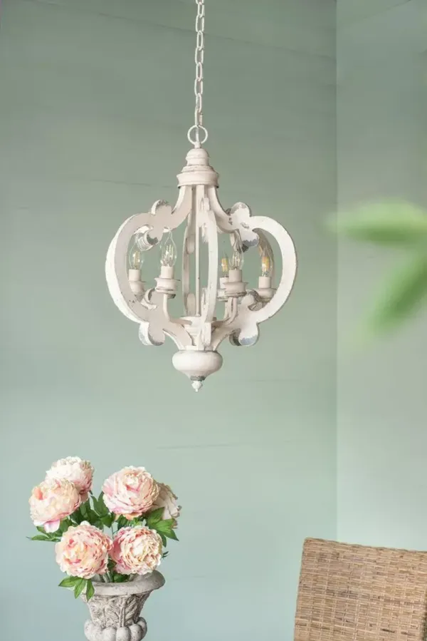 Farmhouse Chandelier, 6 Light Wood Chandelier Pendant Light Fixture With Adjustable Chain For Dining Room Living Room Entryway, Bulb Not Included