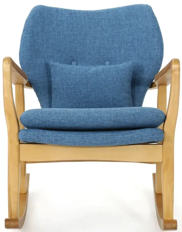Elegant Solid Wood Rocking Chair With Linen Cushion