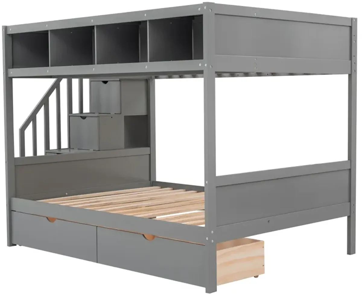 Bunk Bed With Shelfs, Storage Staircase And 2 Drawers