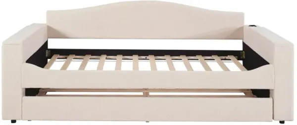 Upholstered Daybed With Storage Armrests, Trundle And Latest Integrated Bluetooth Audio System