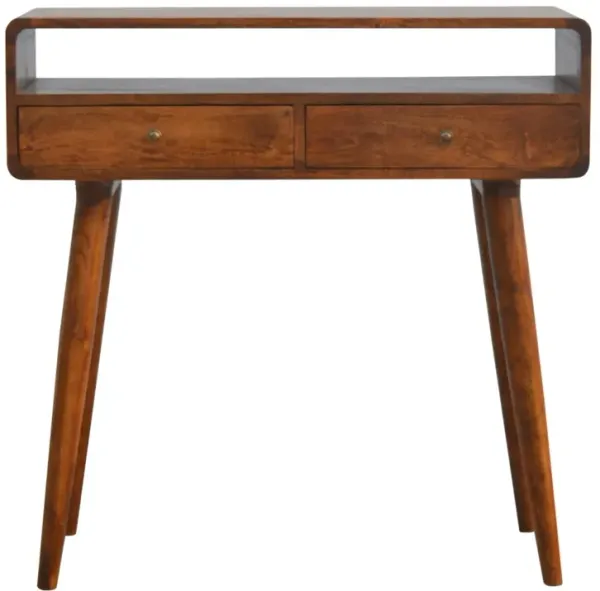 Curved Chestnut Console Table