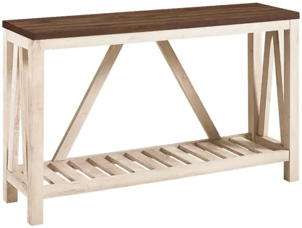 Farmhouse A Frame Entry Table With Lower Shelf