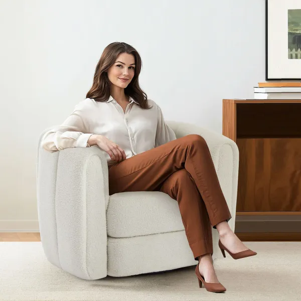 Swivel Accent Chair Wide Upholstered For Living Room